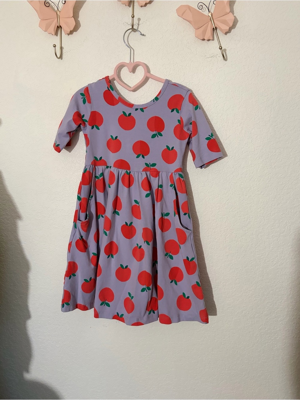 Hanna Andersson Lilac Dress with Red Apple Print